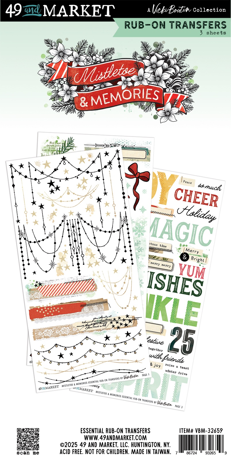 Bild von 49 And Market Rub-On Transfer Set-Essential, Mistletoe And Memories