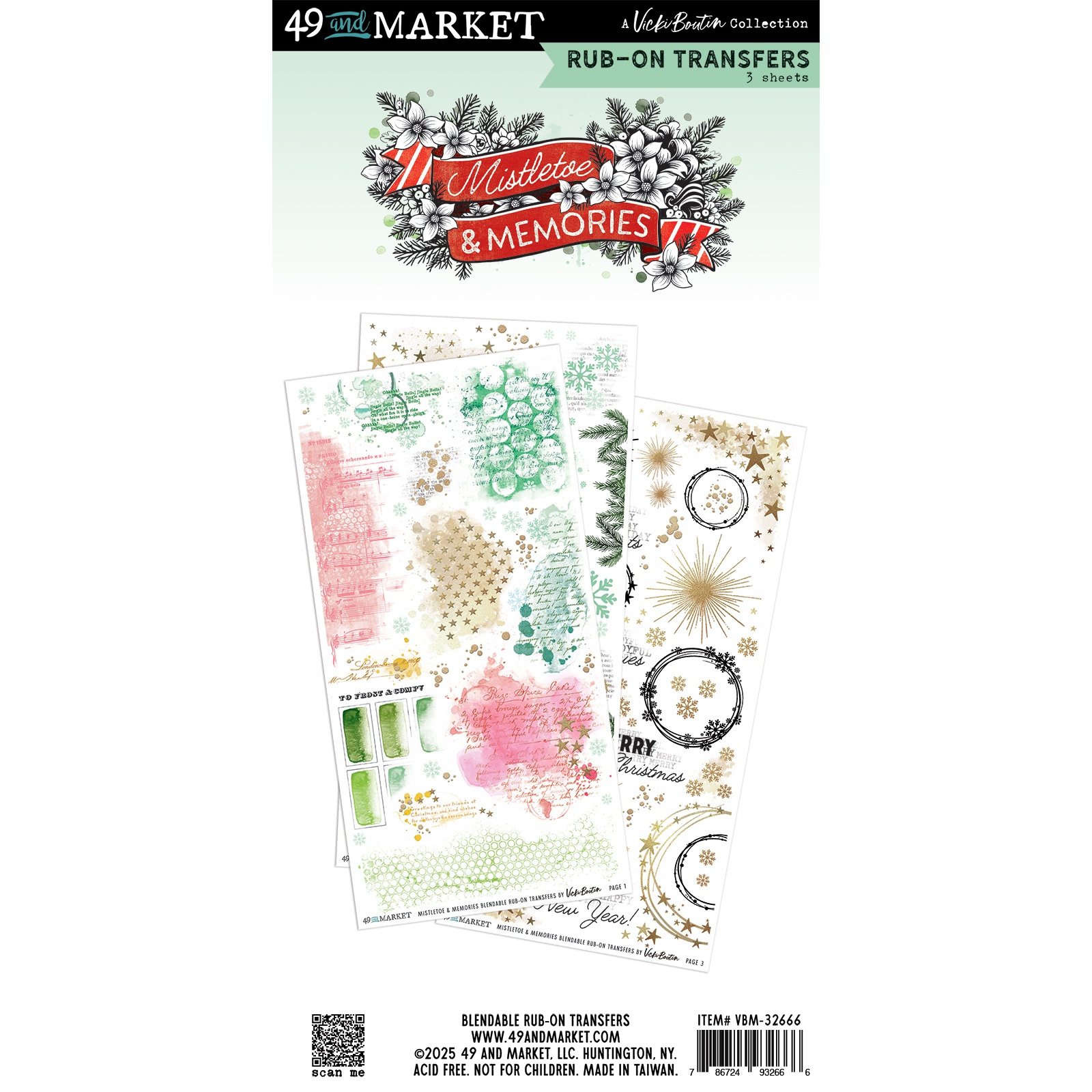 Bild von 49 And Market Rub-On Transfer Set-Blendable, Mistletoe And Memories
