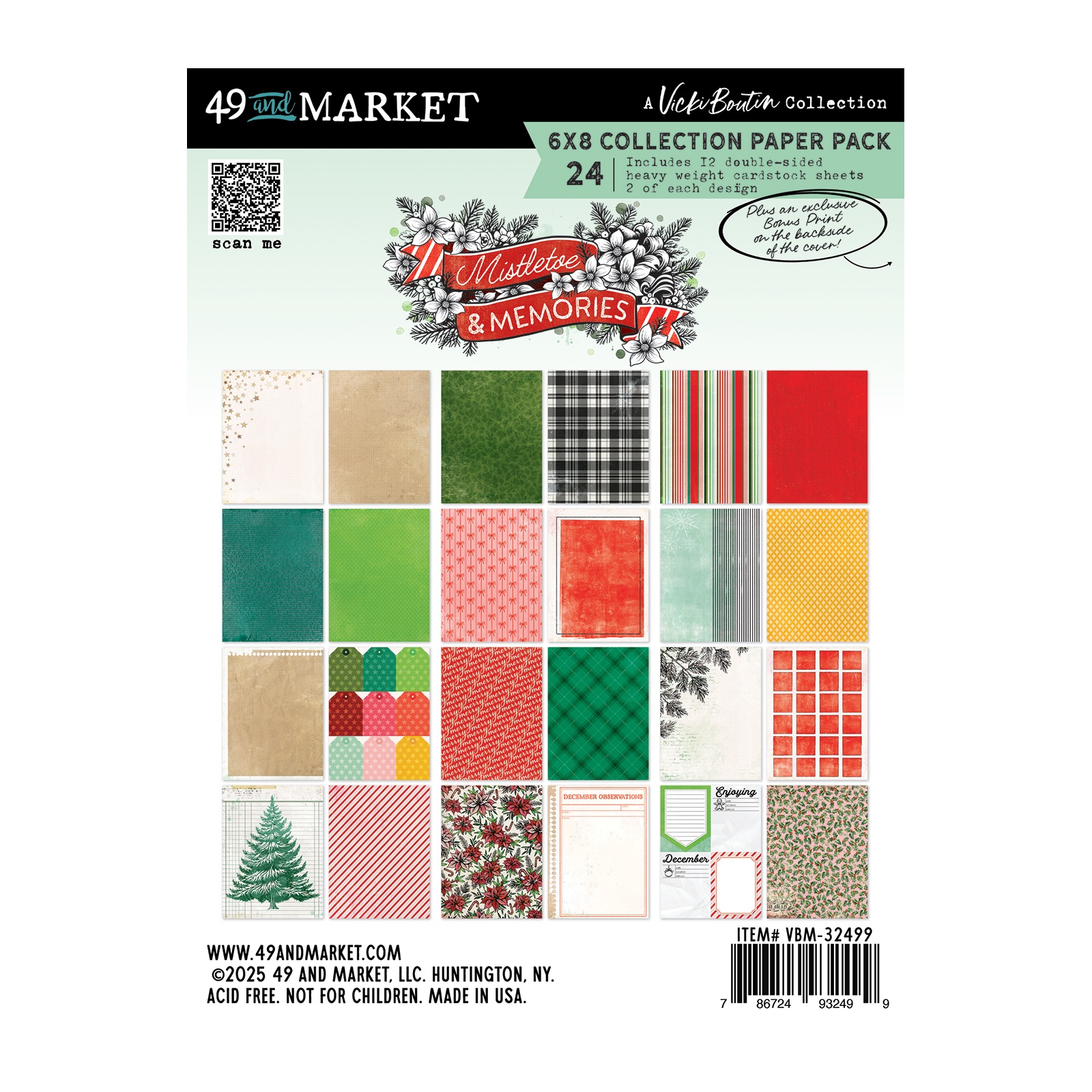 Bild von 49 And Market Paper Pack 6"X8"-Mistletoe And Memories