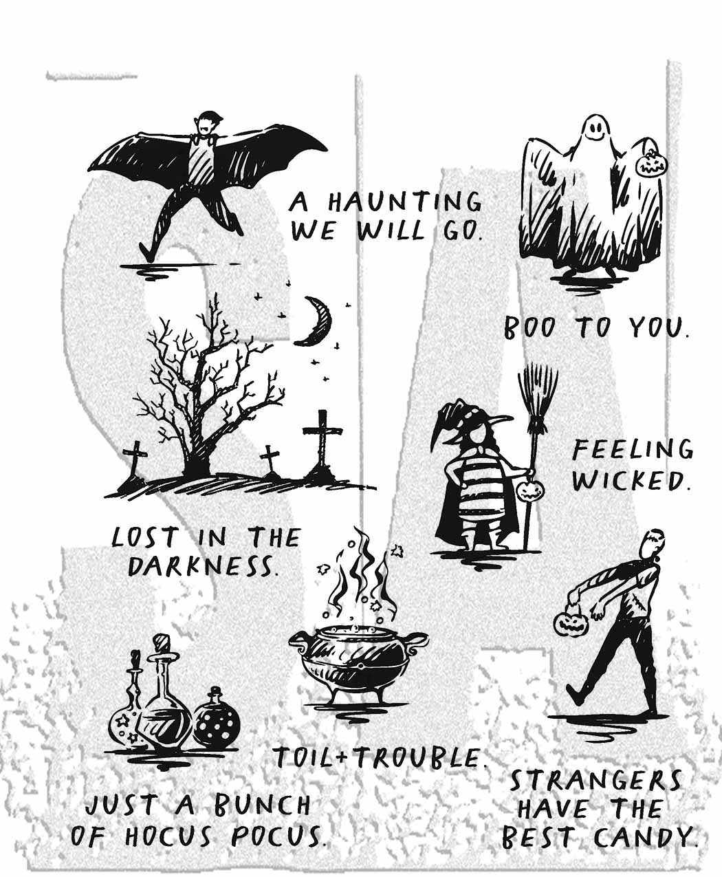 Bild von Tim Holtz Cling Stamps -Halloween Sketchbook