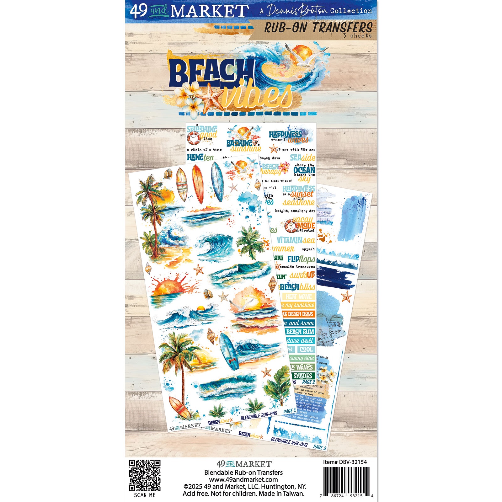 Bild von 49 And Market Rub-On Transfer Set 6"X12"-Beach Vibes