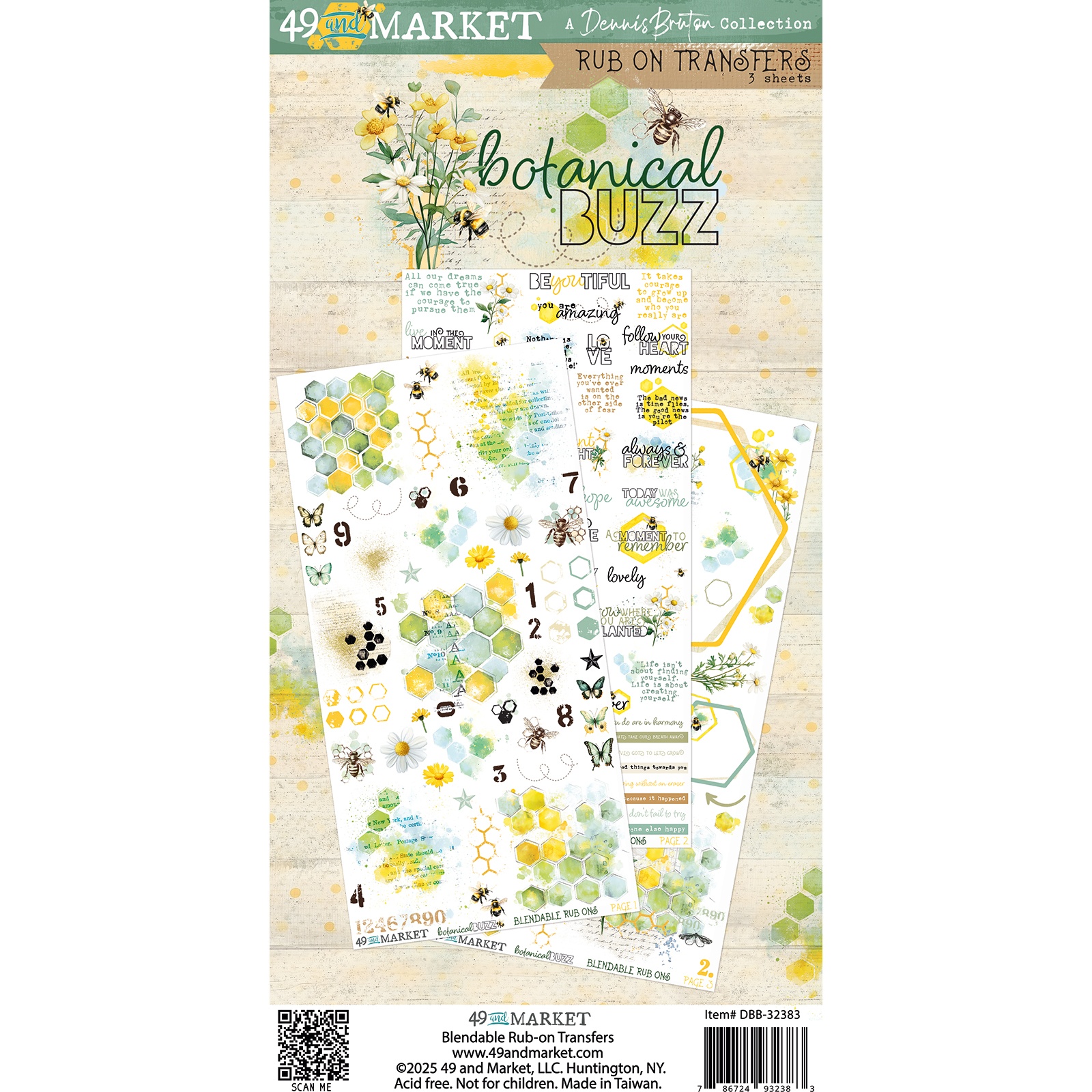 Bild von 49 And Market Rub-On Transfer Set 6"X12"-Botanical Buzz