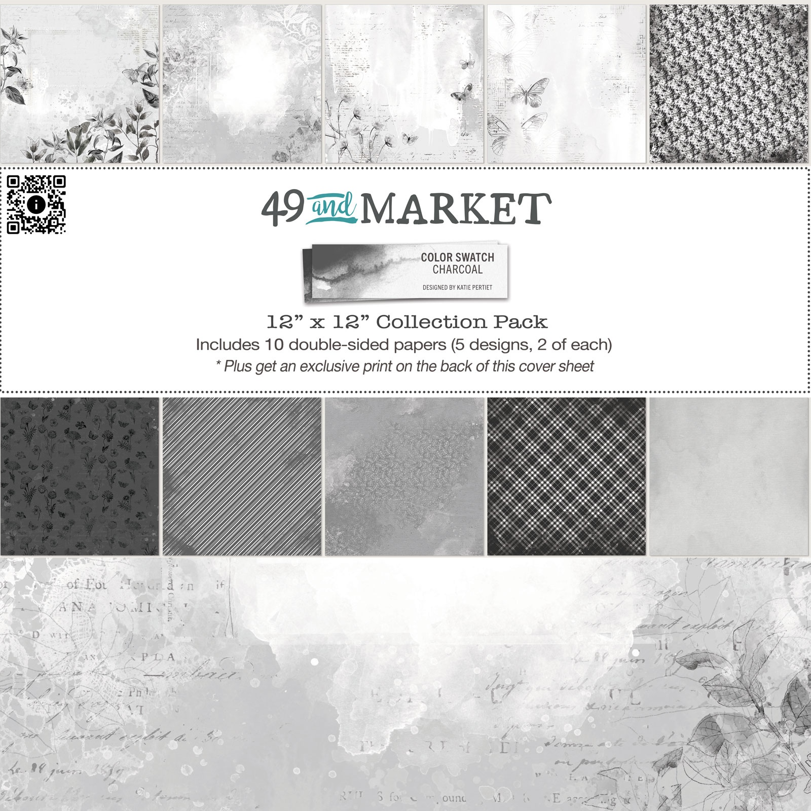 Bild von 49 And Market Collection Pack 12"X12"-Color Swatch: Charcoal