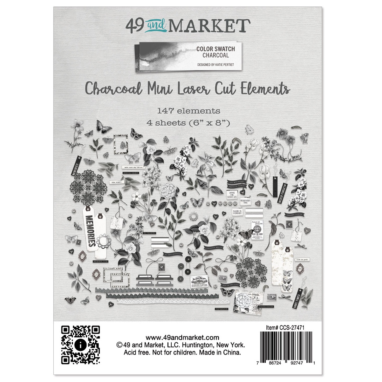 Bild von Color Swatch: Charcoal mini Laser Cut Outs-Elements