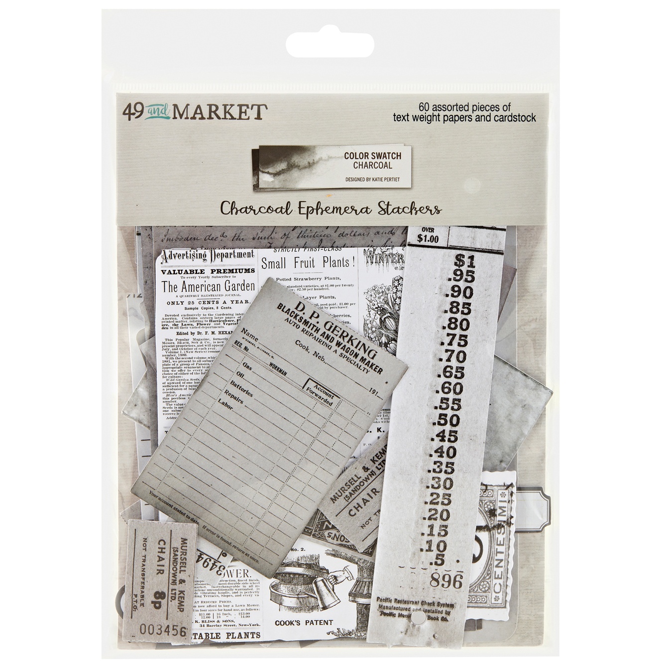 Bild von Color Swatch: Charcoal Ephemera Stackers-60/Pkg