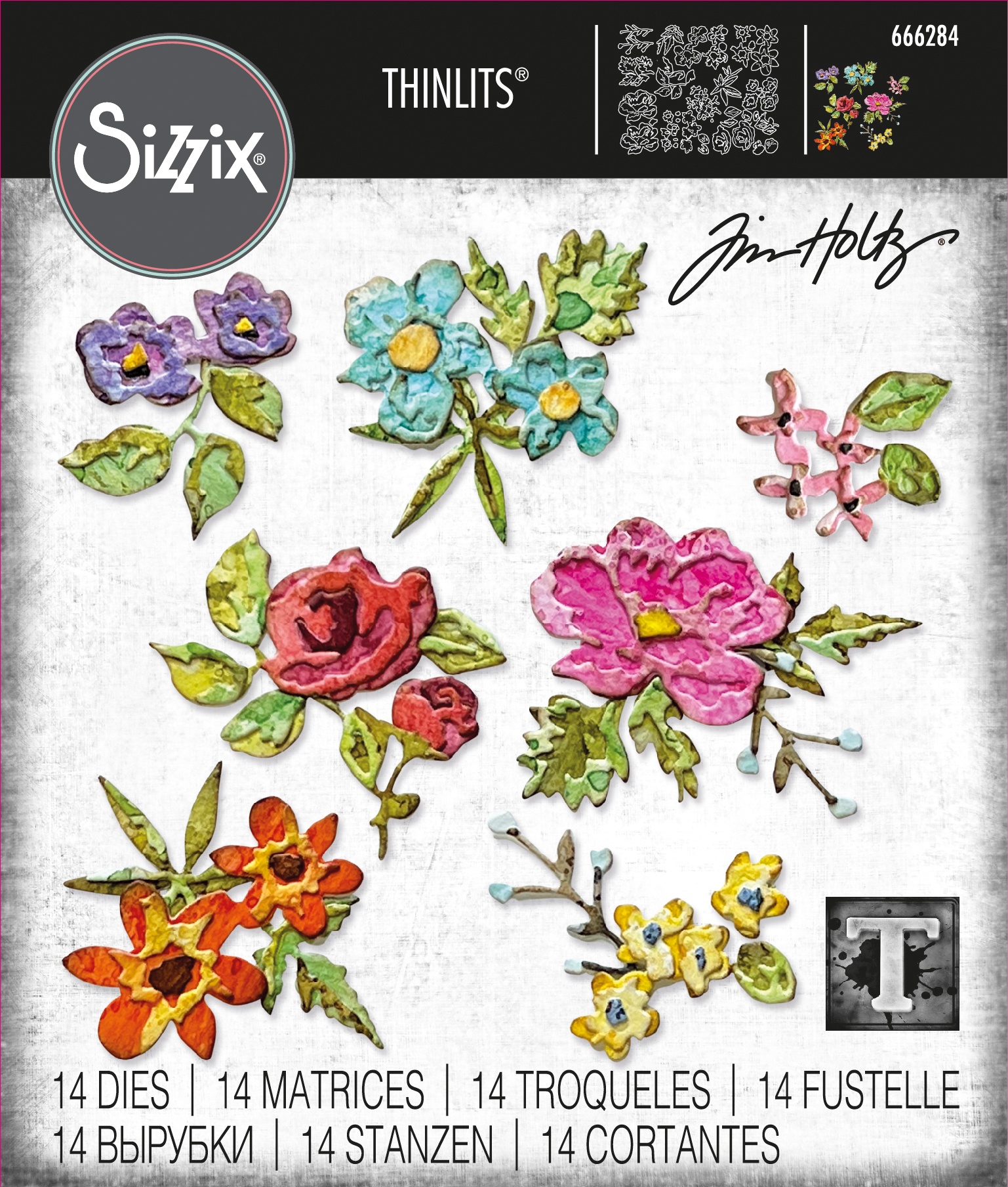 Bild von Sizzix Thinlits Dies By Tim Holtz 14/Pkg-Brushstroke Flowers Mini