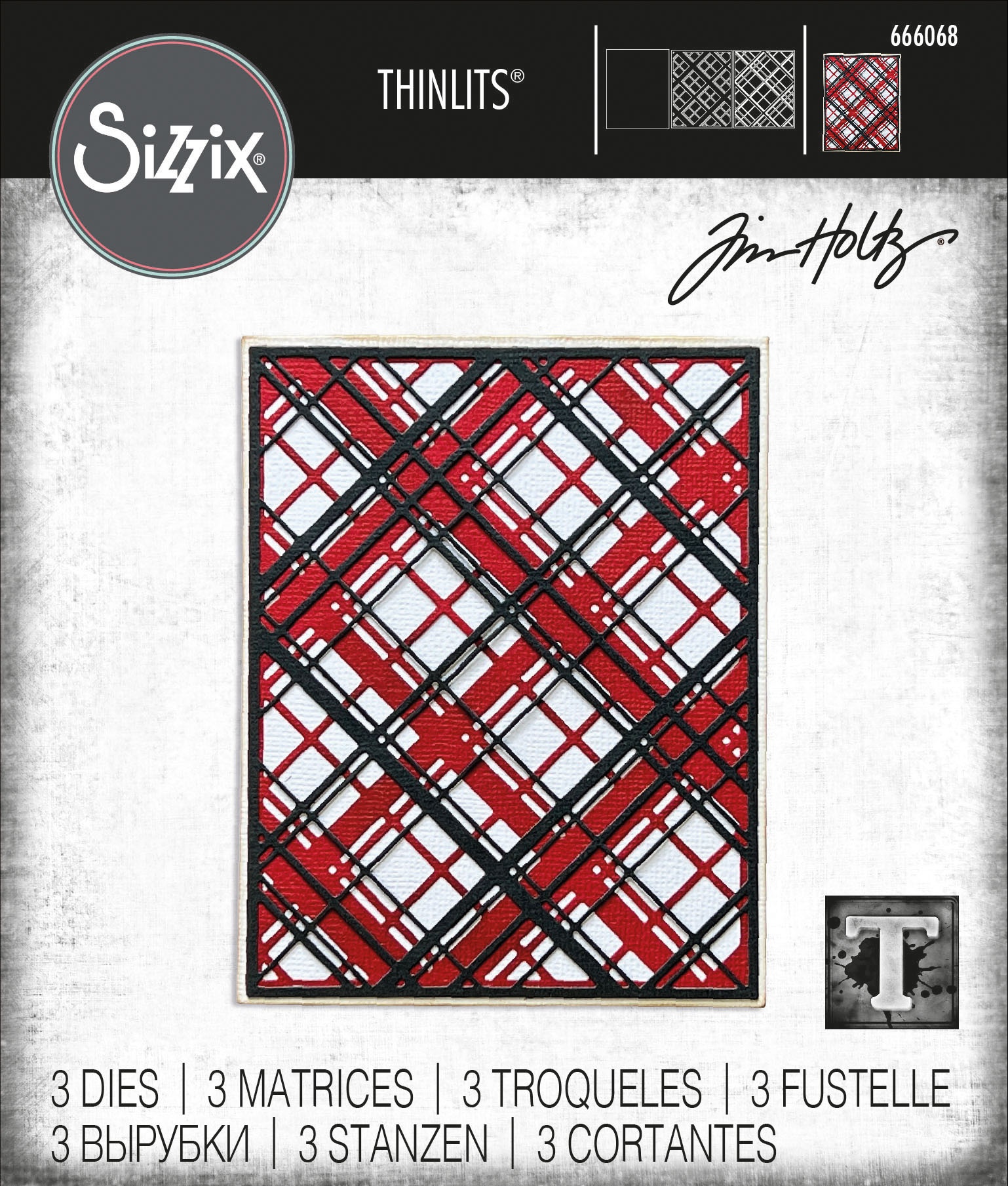 Bild von Sizzix Thinlits Dies By Tim Holtz 3/Pkg-Layered Plaid