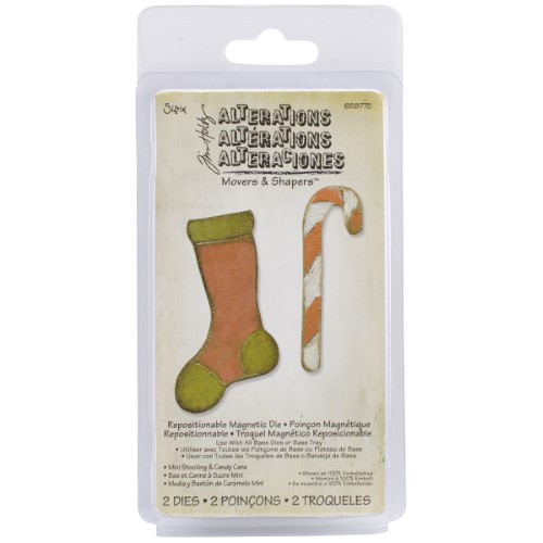Bild von Stocking & Candy Cane  - Sizzix Tim Holtz Movers & Shapers Magnetic Dies