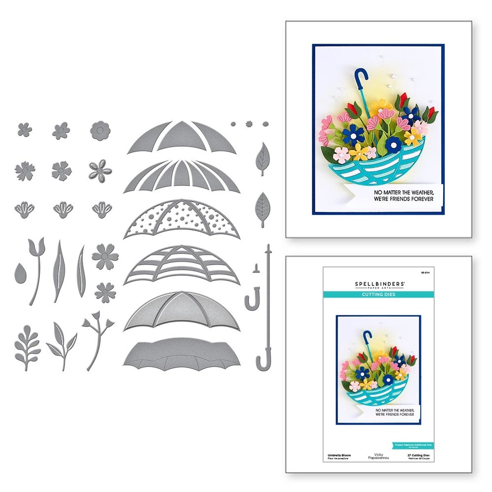 Bild von Spellbinders Umbrella Blooms Etched Dies