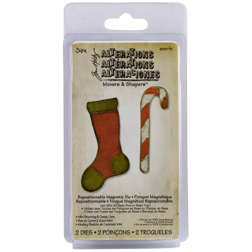 Stocking & Candy Cane klein - Sizzix Tim Holtz Movers & Shapers Magnetic Dies