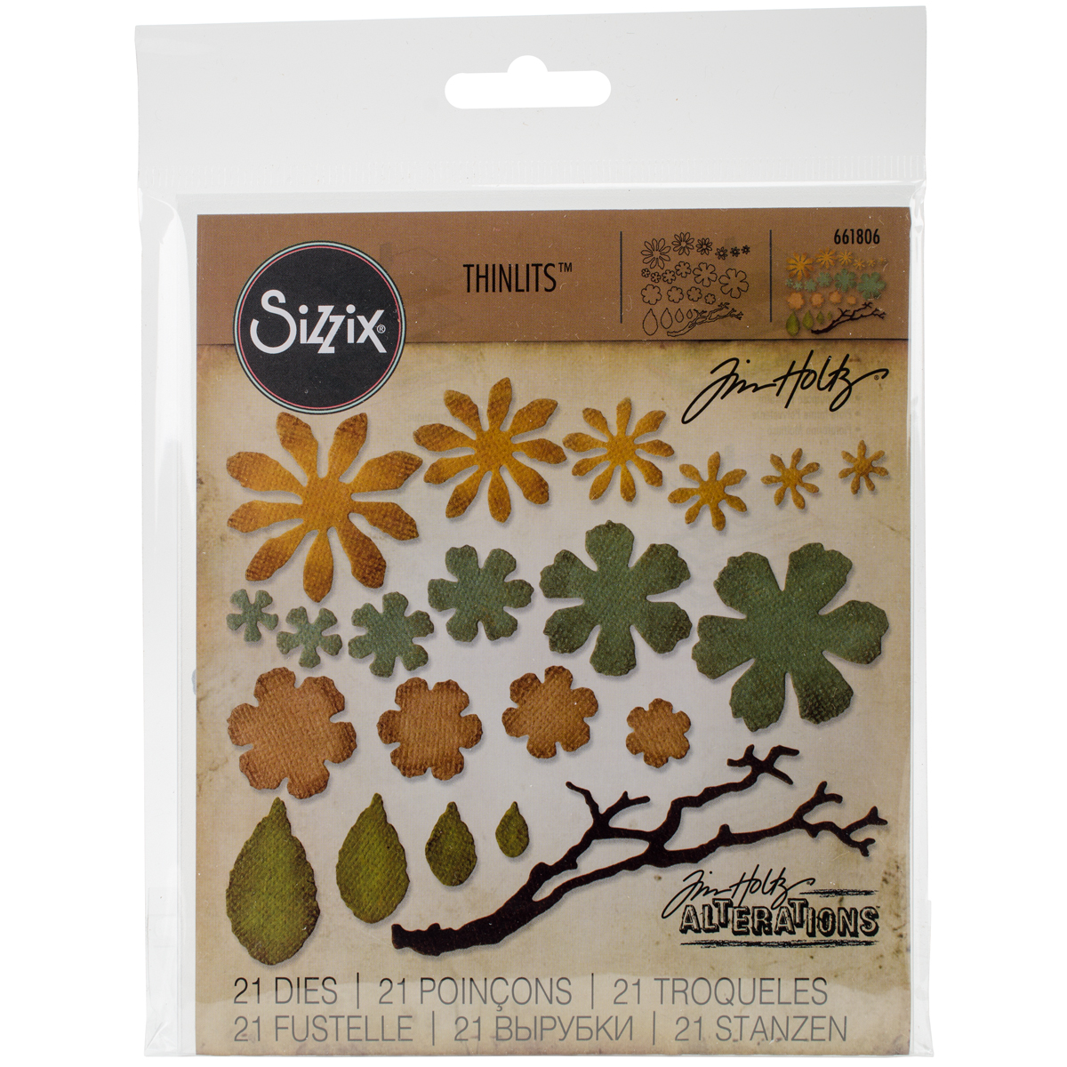 Bild von Sizzix Thinlits Dies By Tim Holtz 21/Pkg-Small Tattered Florals