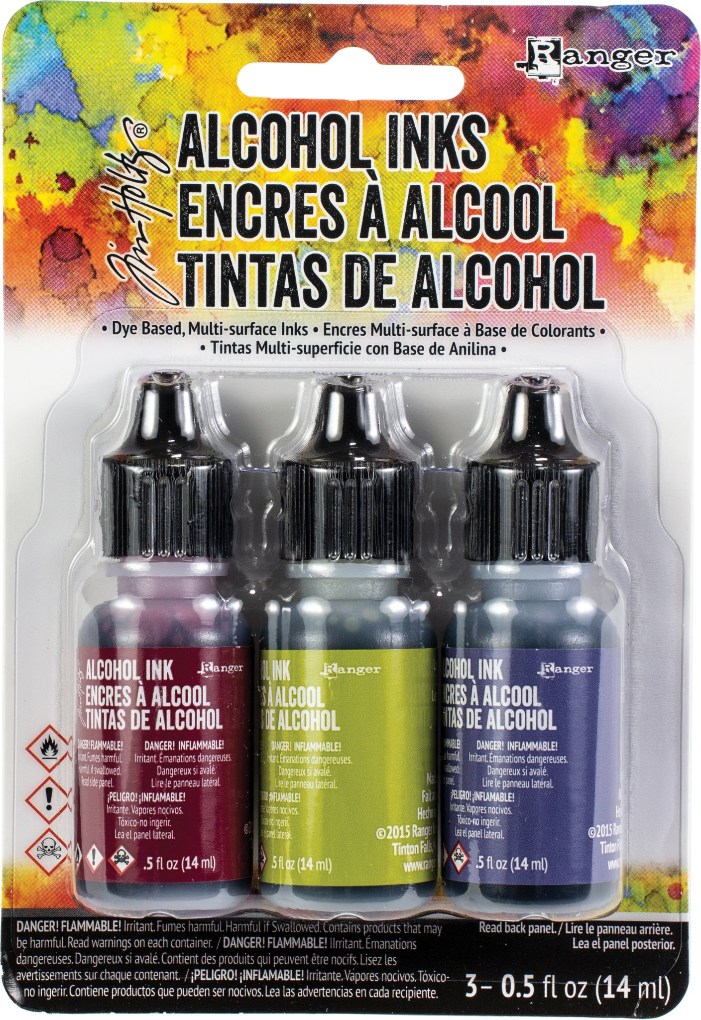 Bild von Tim Holtz Alcohol Ink .5oz 3/Pkg-Farmers Market-Cranberry/Lettuce/Eggplnt