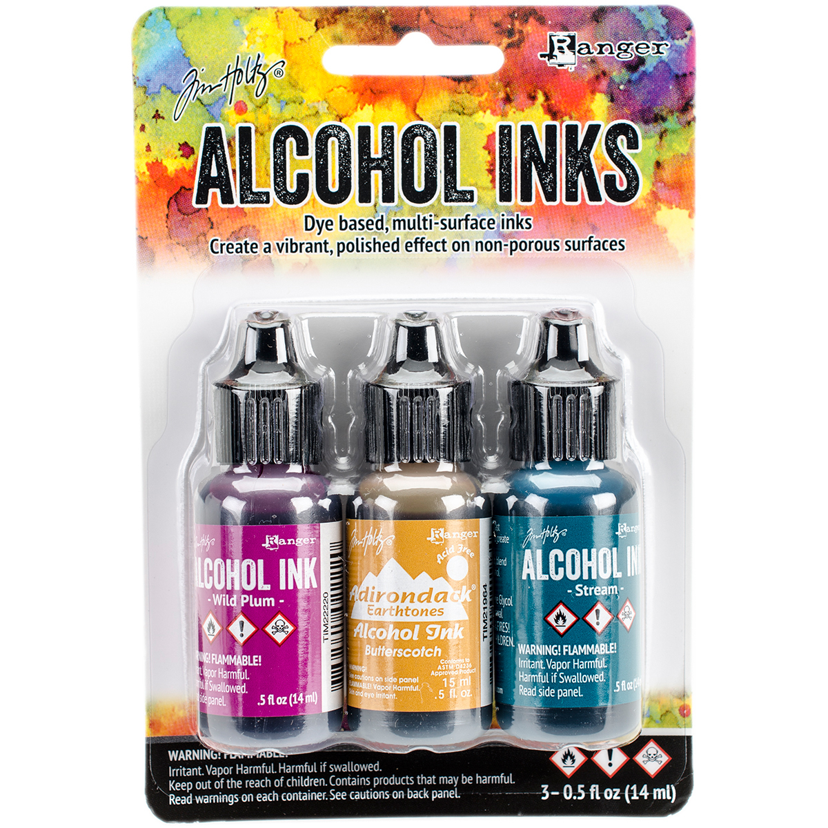 Bild von Tim Holtz Alcohol Ink .5oz 3/Pkg-Nature Walk-Wild Plum/Buttrscotch/Stream