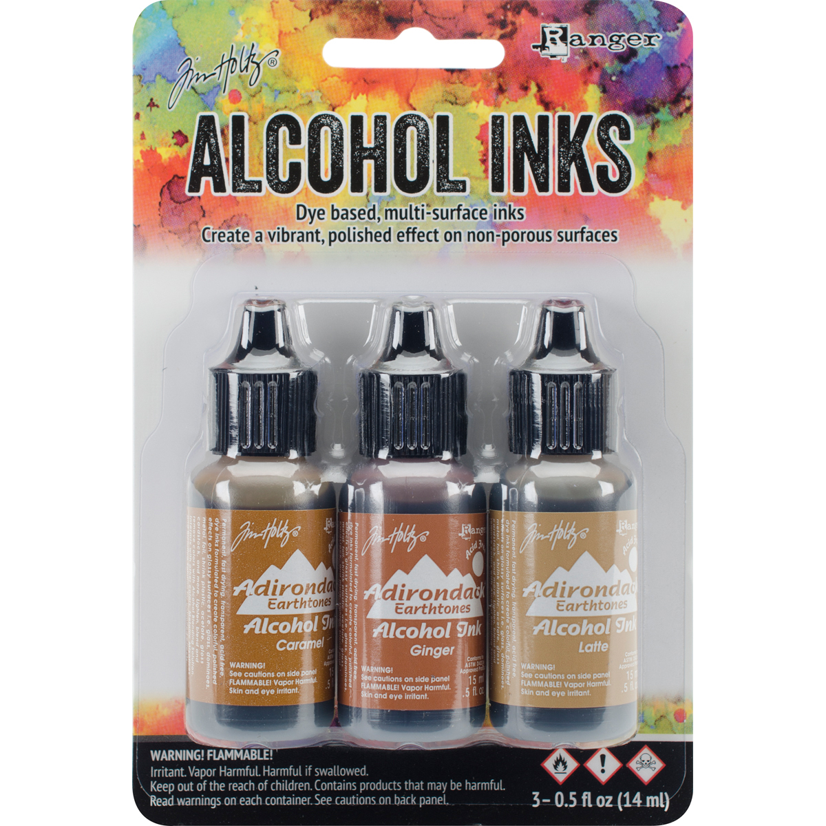 Bild von Tim Holtz Alcohol Ink .5oz 3/Pkg-Cabin Cupboard-Caramel/Ginger/Latte
