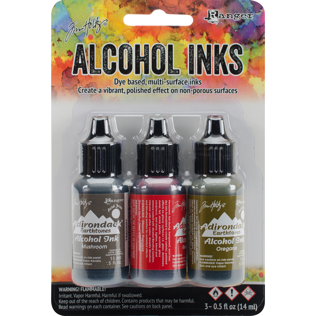Bild von Tim Holtz Alcohol Ink .5oz 3/Pkg-Tuscan Garden-Red Peppr/Mushroom/Oregano