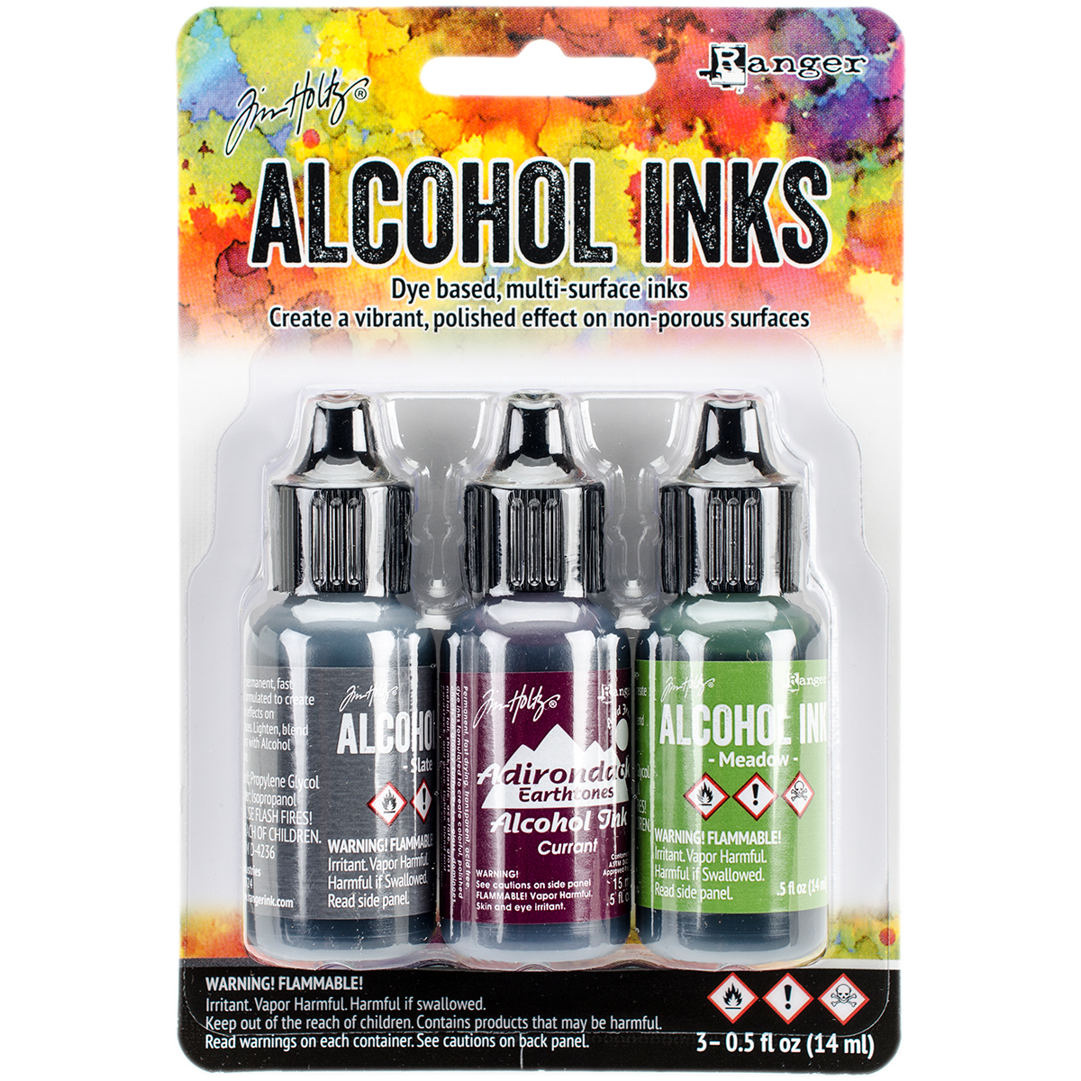 Bild von Tim Holtz Alcohol Ink .5oz 3/Pkg-Cottage Path-Slate/Currant/Meadow