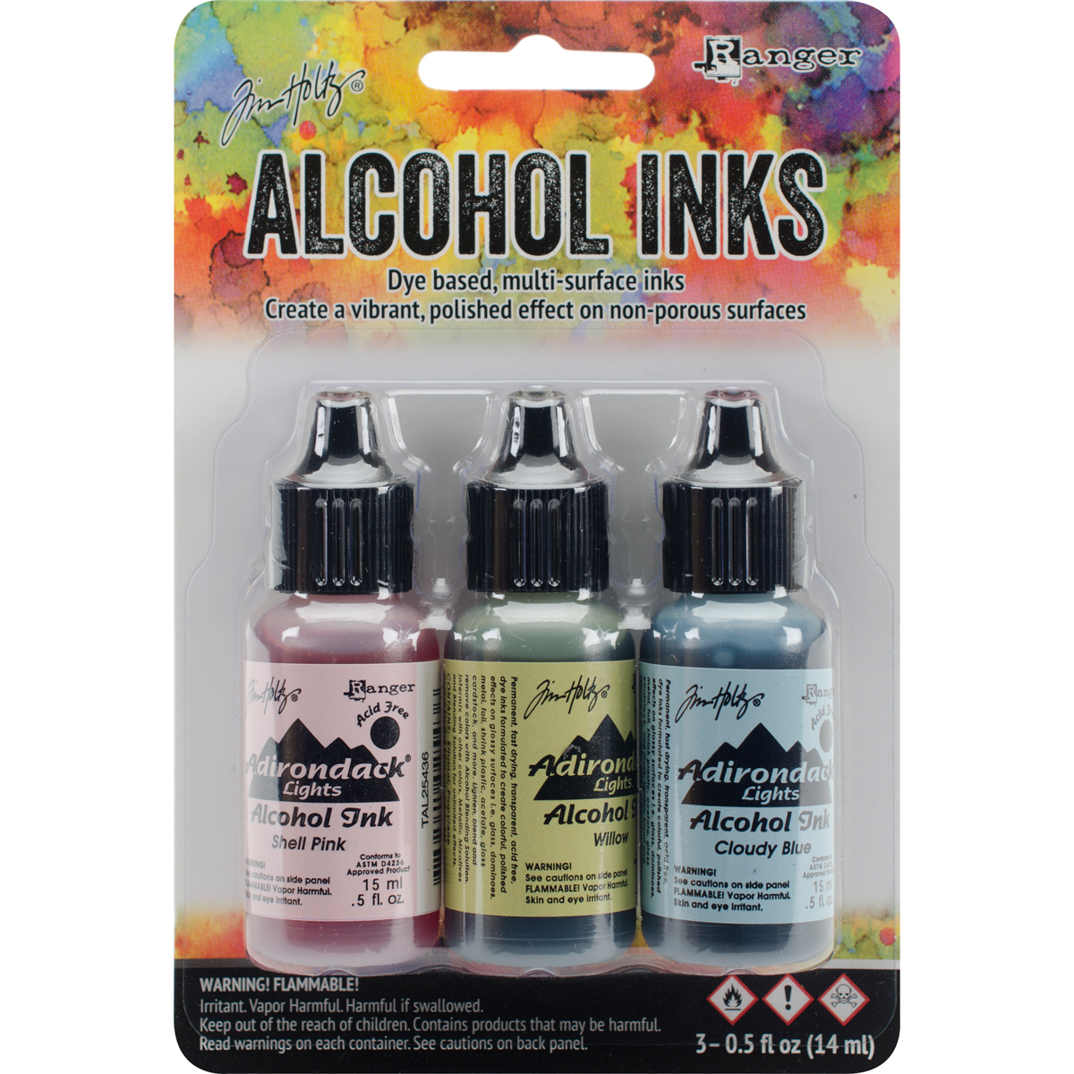 Bild von Tim Holtz Alcohol Ink .5oz 3/Pkg-Countryside-Shell Pnk/Willow/Cloudy Blue