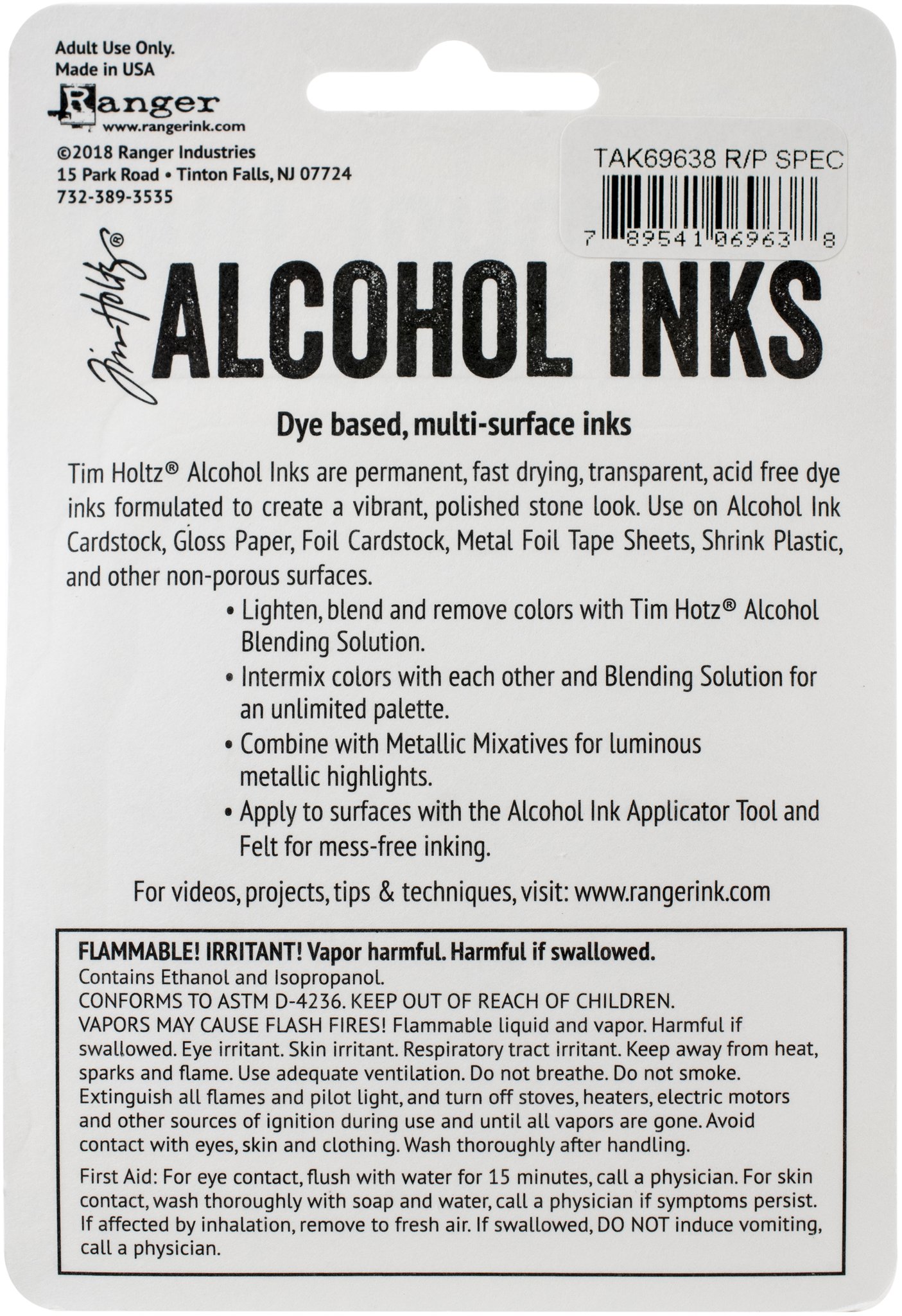 Bild von Tim Holtz Alcohol Ink .5oz 3/Pkg-Pink/Red Specturm
