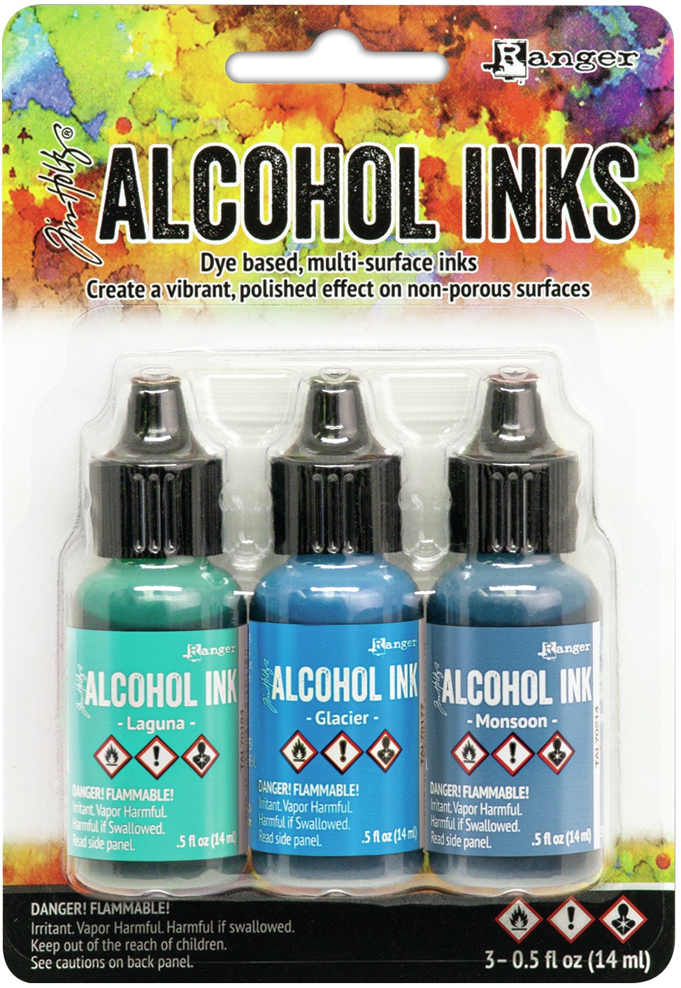 Bild von Tim Holtz Alcohol Ink .5oz 3/Pkg-Teal/Blue Spectrum