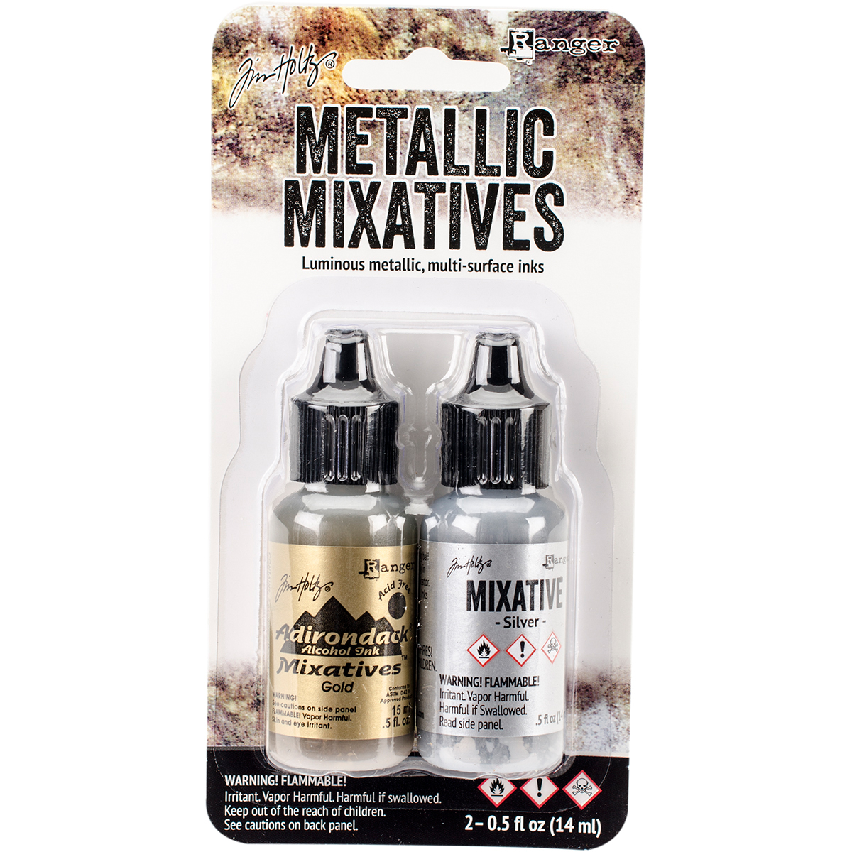Bild von Tim Holtz Alcohol Ink Metallic Mixatives .5oz 2/Pkg-Gold & Silver