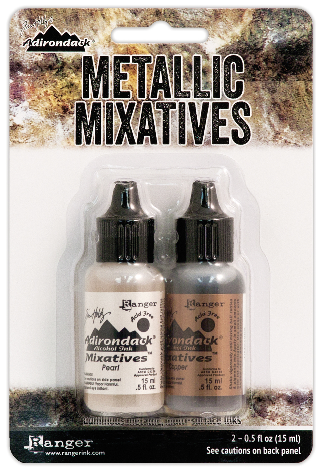 Bild von Tim Holtz Alcohol Ink Metallic Mixatives .5oz 2/Pkg-Pearl & Copper