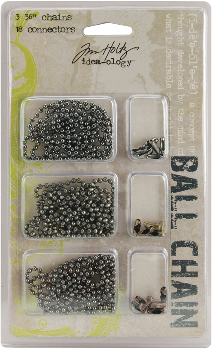 Bild von Idea-Ology Metal Ball Chains 36" 3/Pkg Each W/6 Connectors-Antique Nickel, Brass & Copper