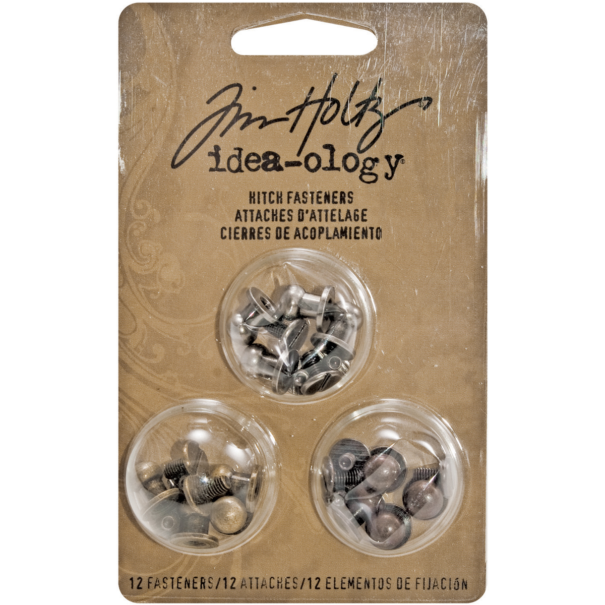 Bild von Idea-Ology Metal 2-Part Hitch Fasteners .375" 12/Pkg-Antique Nickel, Brass & Copper