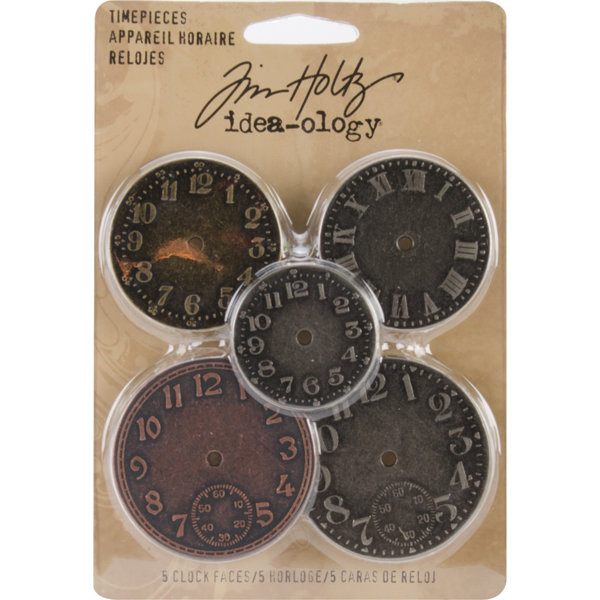 Bild von Idea-Ology Metal Clock Faces 1.25" To 1.75" 5/Pkg-Antique Nickel, Brass & Copper