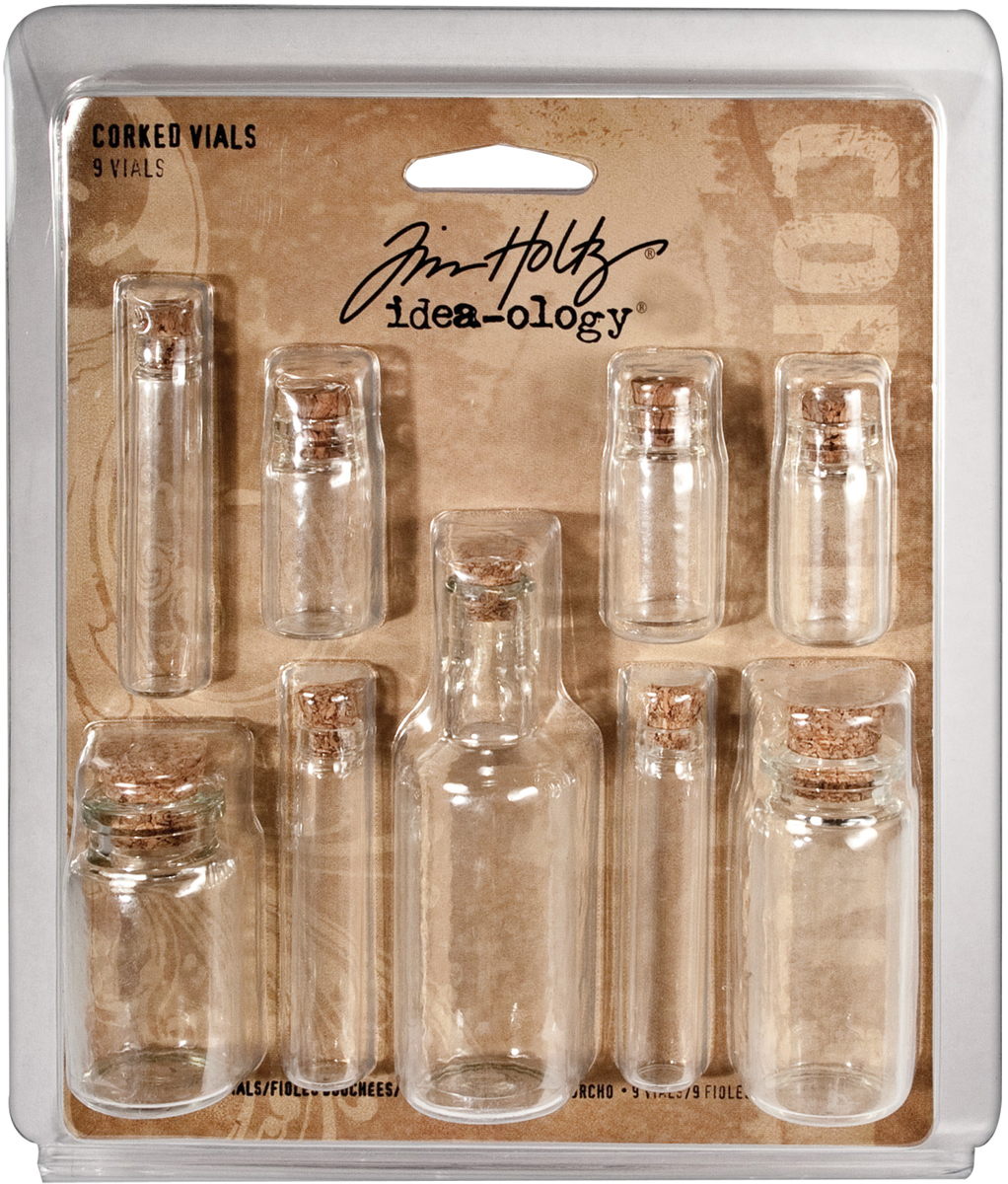 Bild von Idea-Ology Corked Glass Vials 9/Pkg-Clear 1.25" To 3"