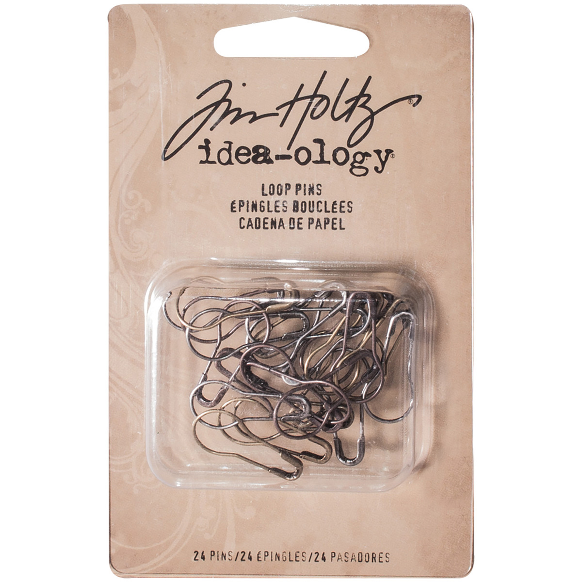 Bild von Idea-Ology Metal Loop Pins 1" 24/Pkg-Antique Nickel, Brass & Copper