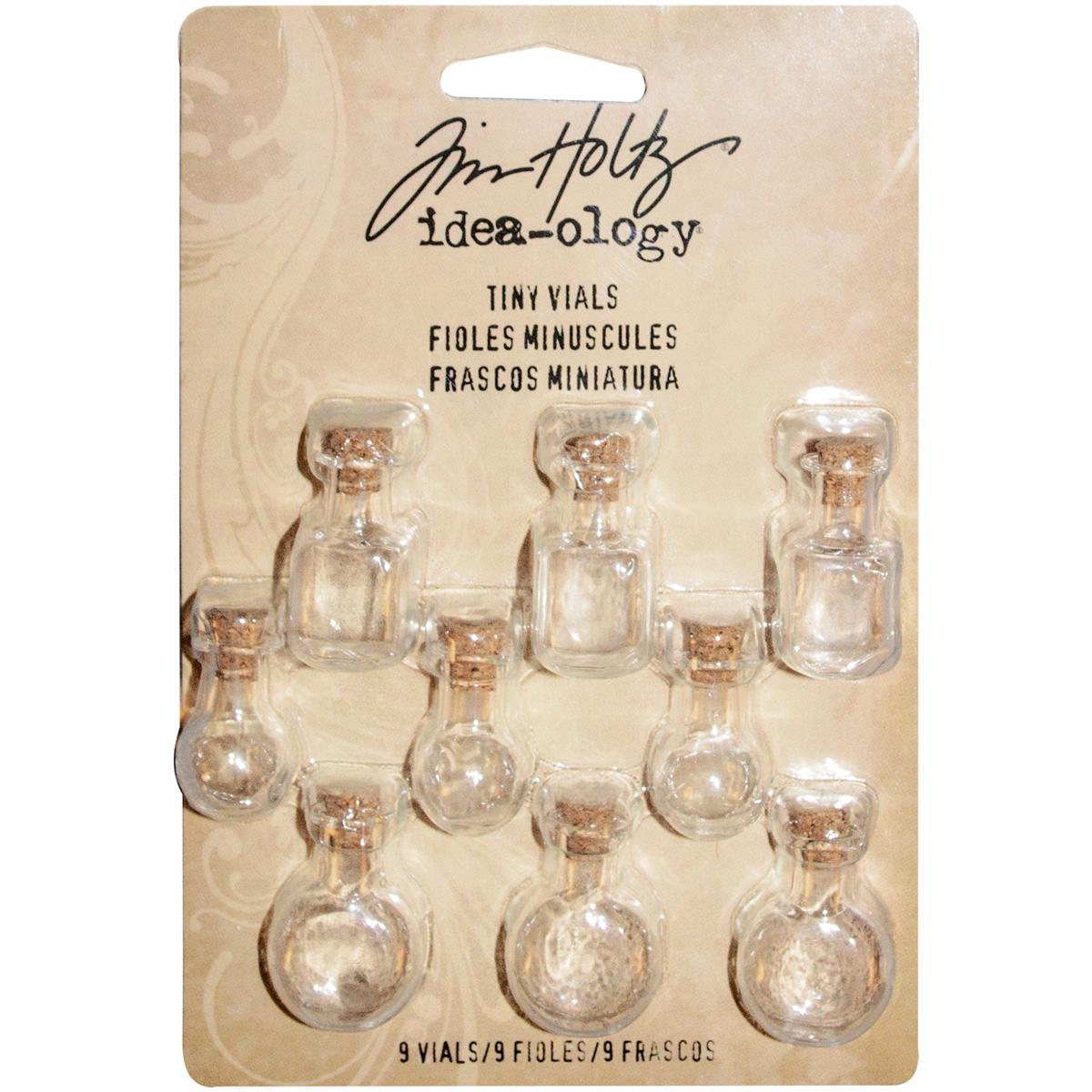 Bild von Idea-Ology Tiny Corked Glass Vials 9/Pkg-Assorted Clear Shapes 1"X.25"