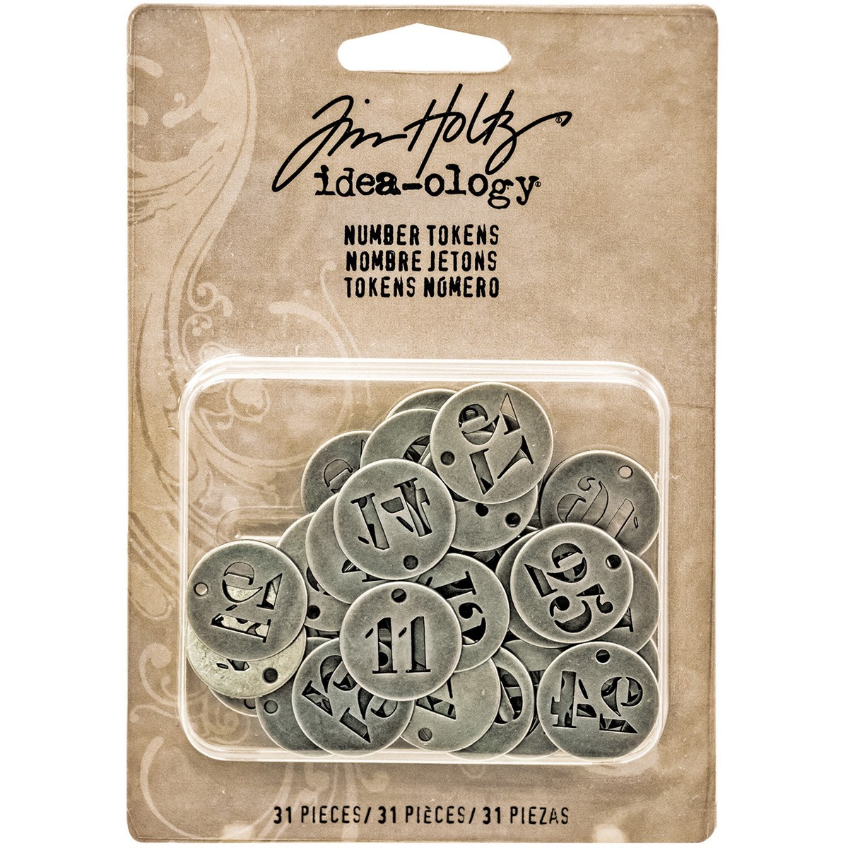 Bild von Idea-Ology Metal Number Tokens 31/Pkg-Antique Silver .75"