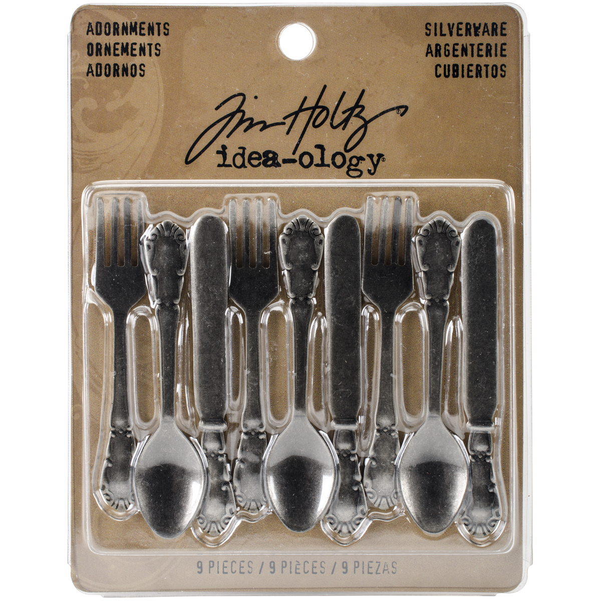 Bild von Idea-Ology Metal Adornments 2.5" 9/Pkg-Antique Nickel Silverware