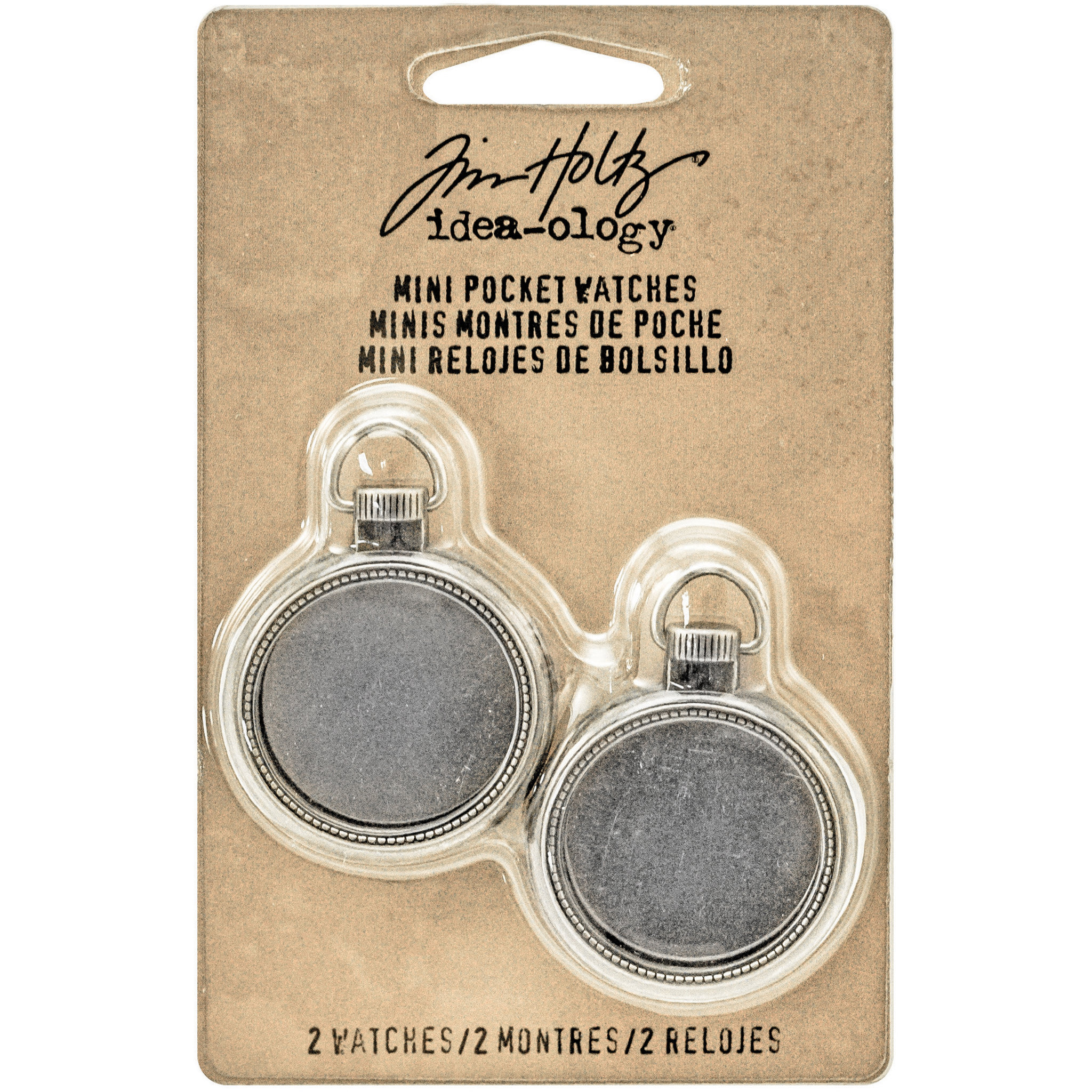 Bild von Idea-Ology Metal Mini Pocket Watch Frames 1" 2/Pkg-Antique Nickel