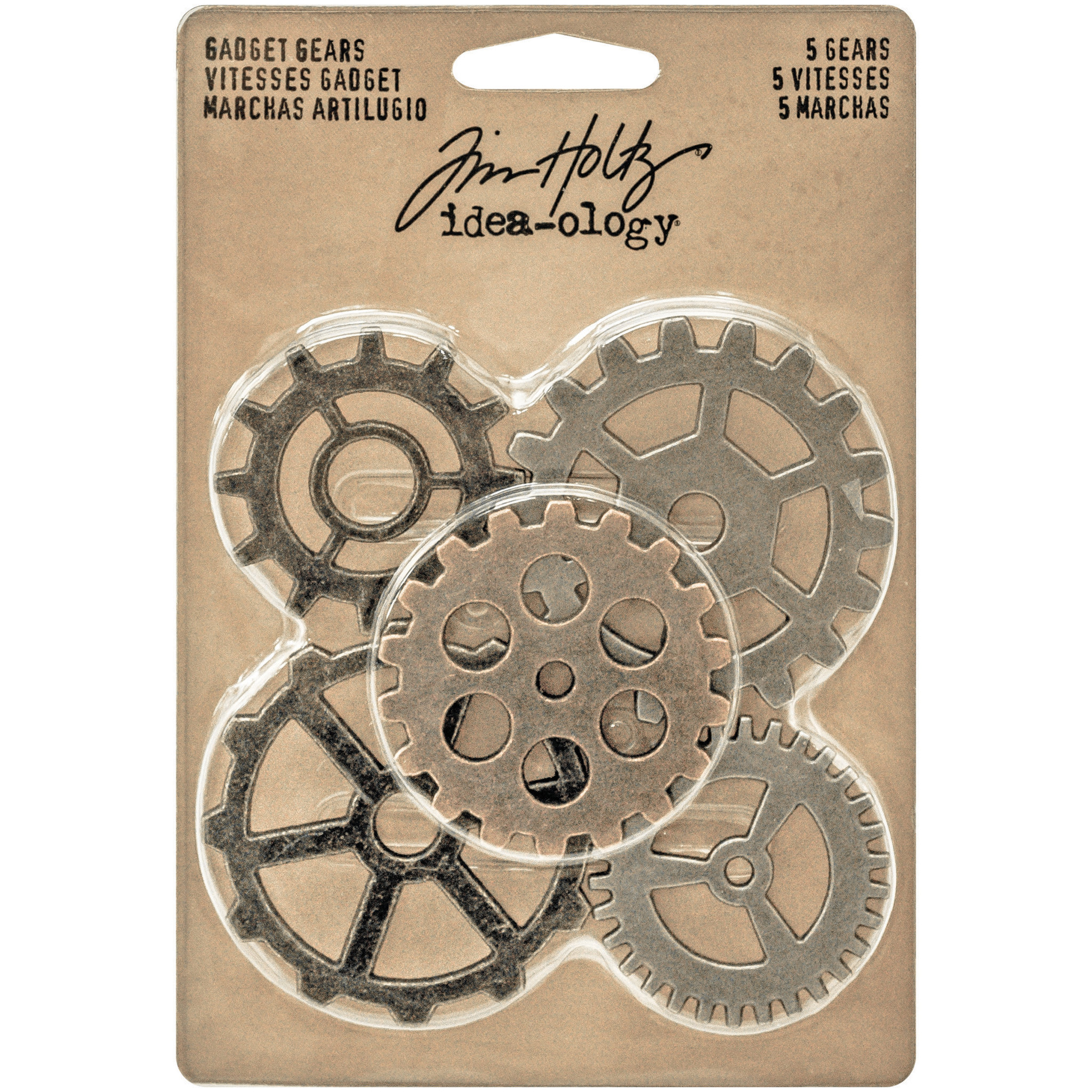 Bild von Idea-Ology Metal Gadget Gears 1.5" To 2" 5/Pkg-Antique Nickel, Brass & Copper