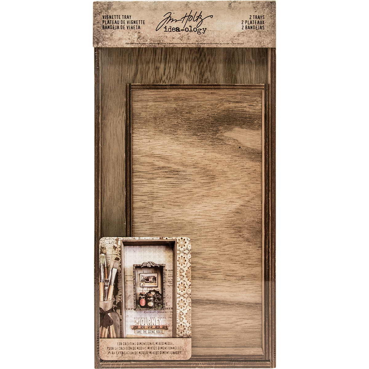 Bild von Idea-Ology Wooden Vignette Trays 2/Pkg-Brown 4.75"X9"X1.25" & 6"X12"X1.25"