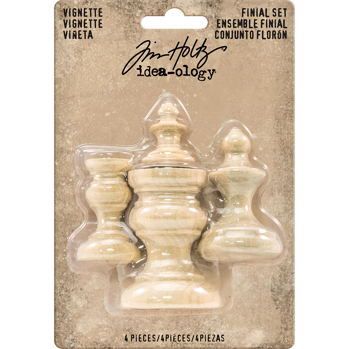 Bild von Idea-Ology Wooden Vignette Finial Set 4/Pkg-Unfinished .75"X1" To 1.5"X2"