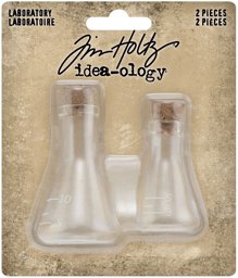 Bild von Idea-Ology Small Corked Glass Flasks 2/Pkg-Laboratory 2" To 2.375"