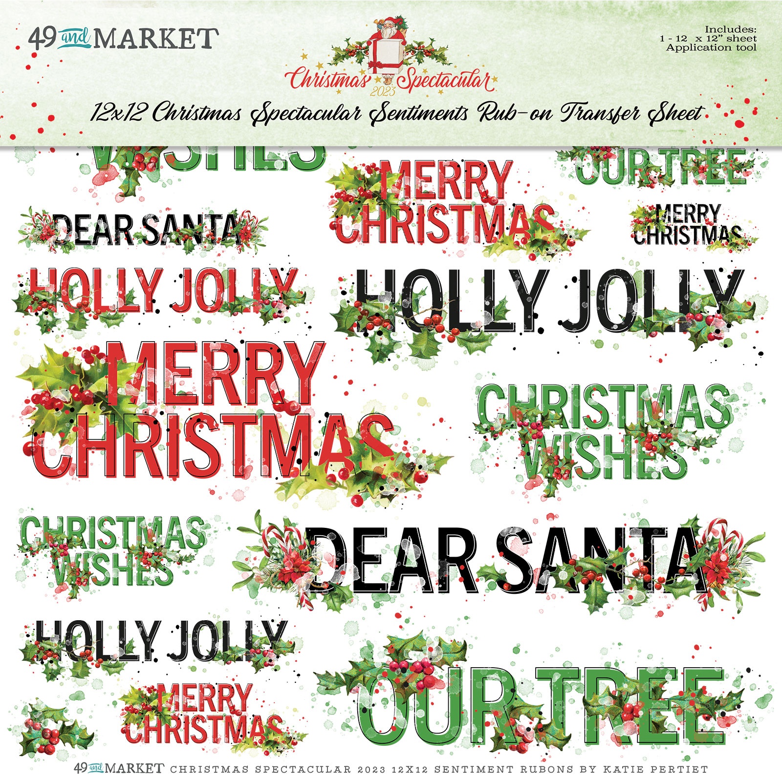 Bild von 49 And Market Rub-Ons 12"X12"-Sentiments, Christmas Spectacular 2023