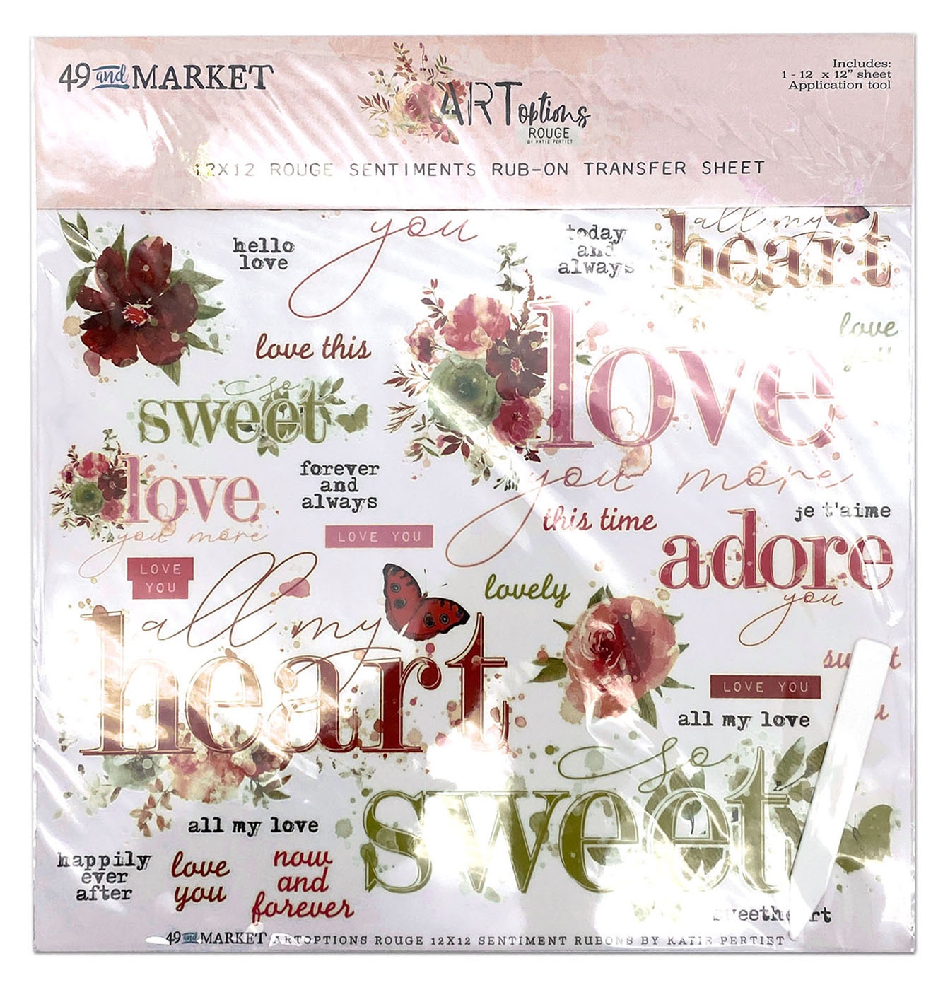 Bild von ARToptions Rouge Rub-Ons 12"X12" 1/Sheet-Sentiments