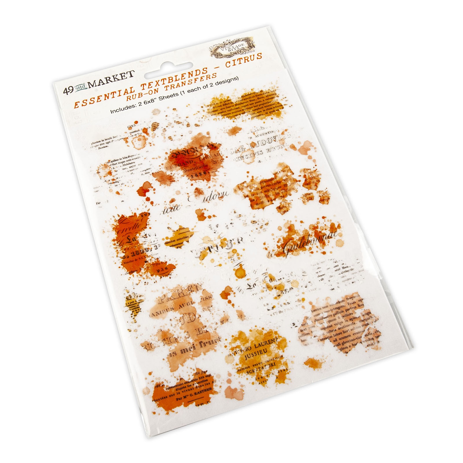 Bild von 49 And Market Essential Textblends Rub-Ons 6"X8" 2/Pkg-Citrus