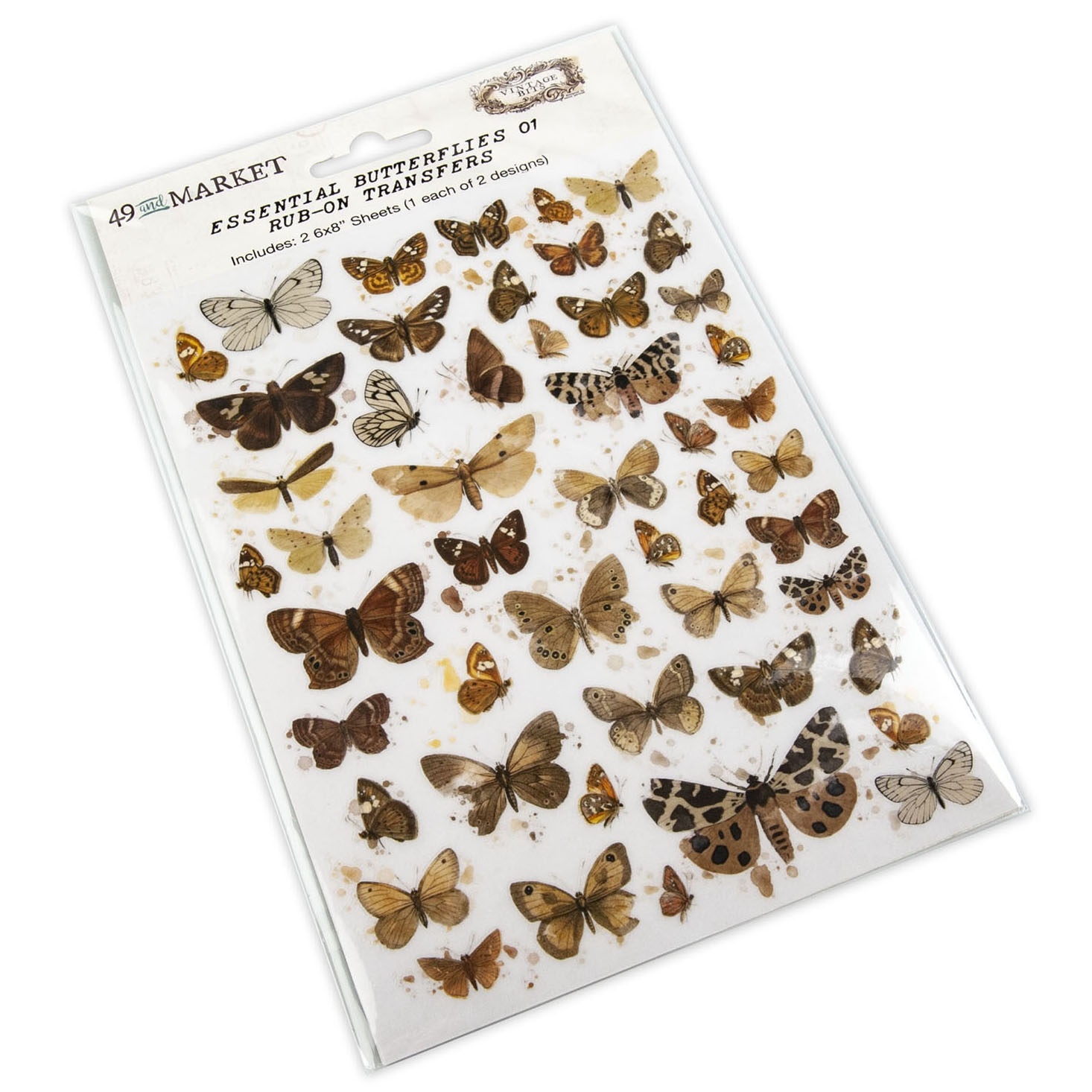 Bild von 49 And Market Essential Rub-Ons 6"X8" 2/Sheets-Butterflies 01