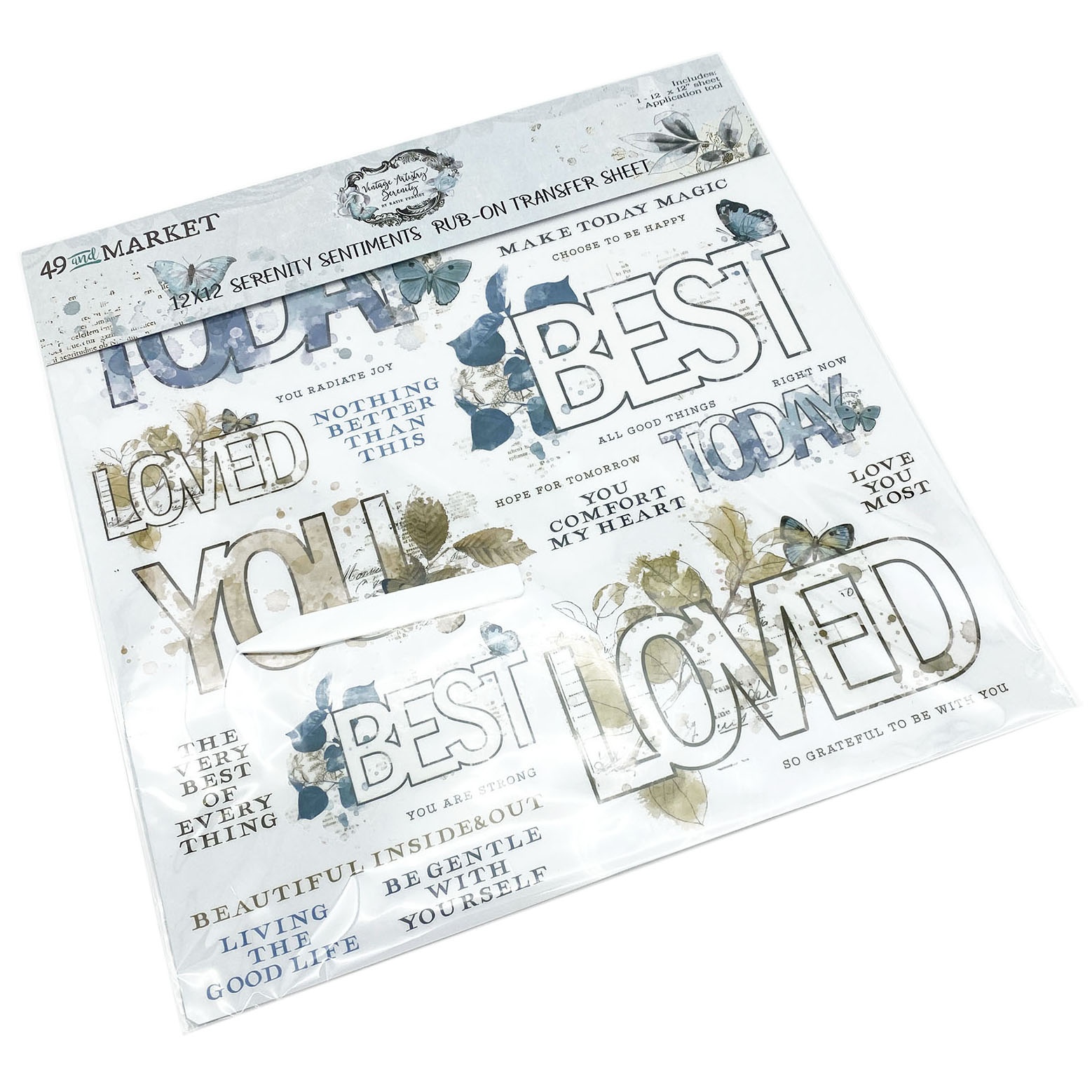 Bild von Vintage Artistry Serenity Rub-Ons 12"X12" 1/Sheet-Sentiments