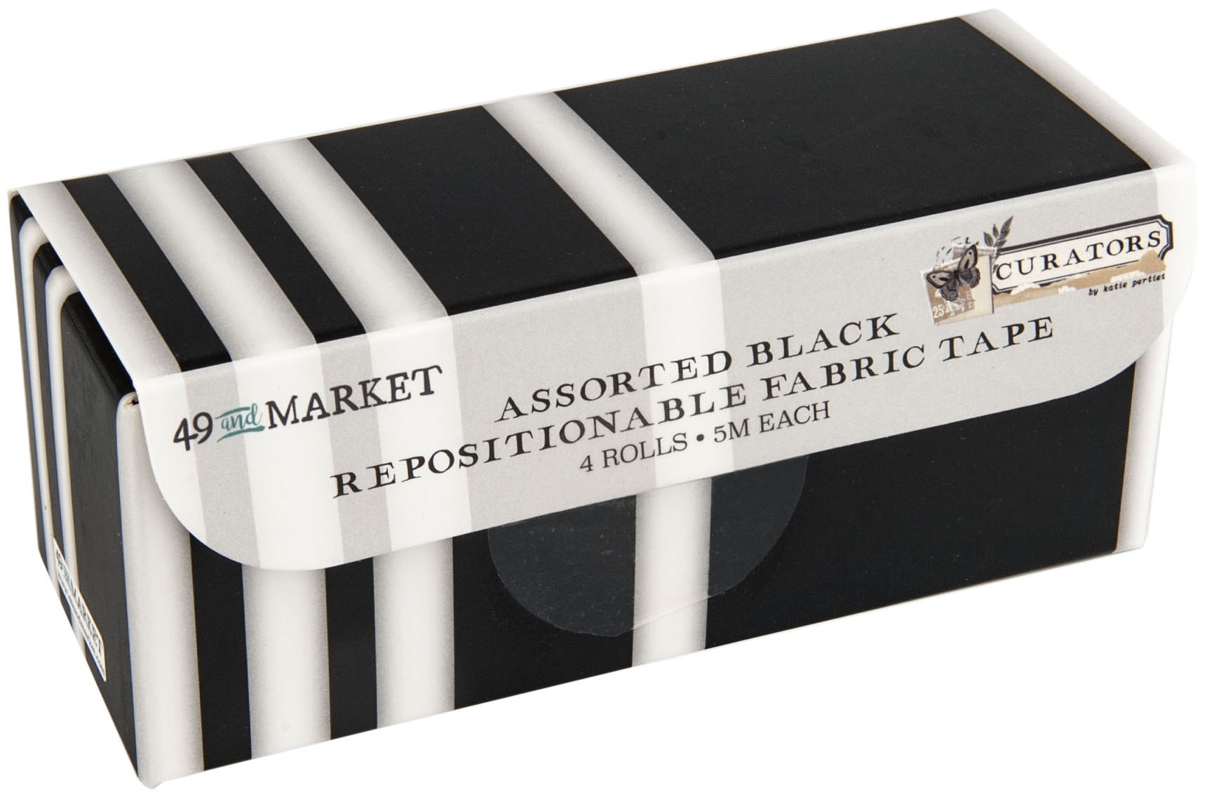 Bild von 49 And Market Curators Fabric Tape Set 4/Rolls-All Black Assortment