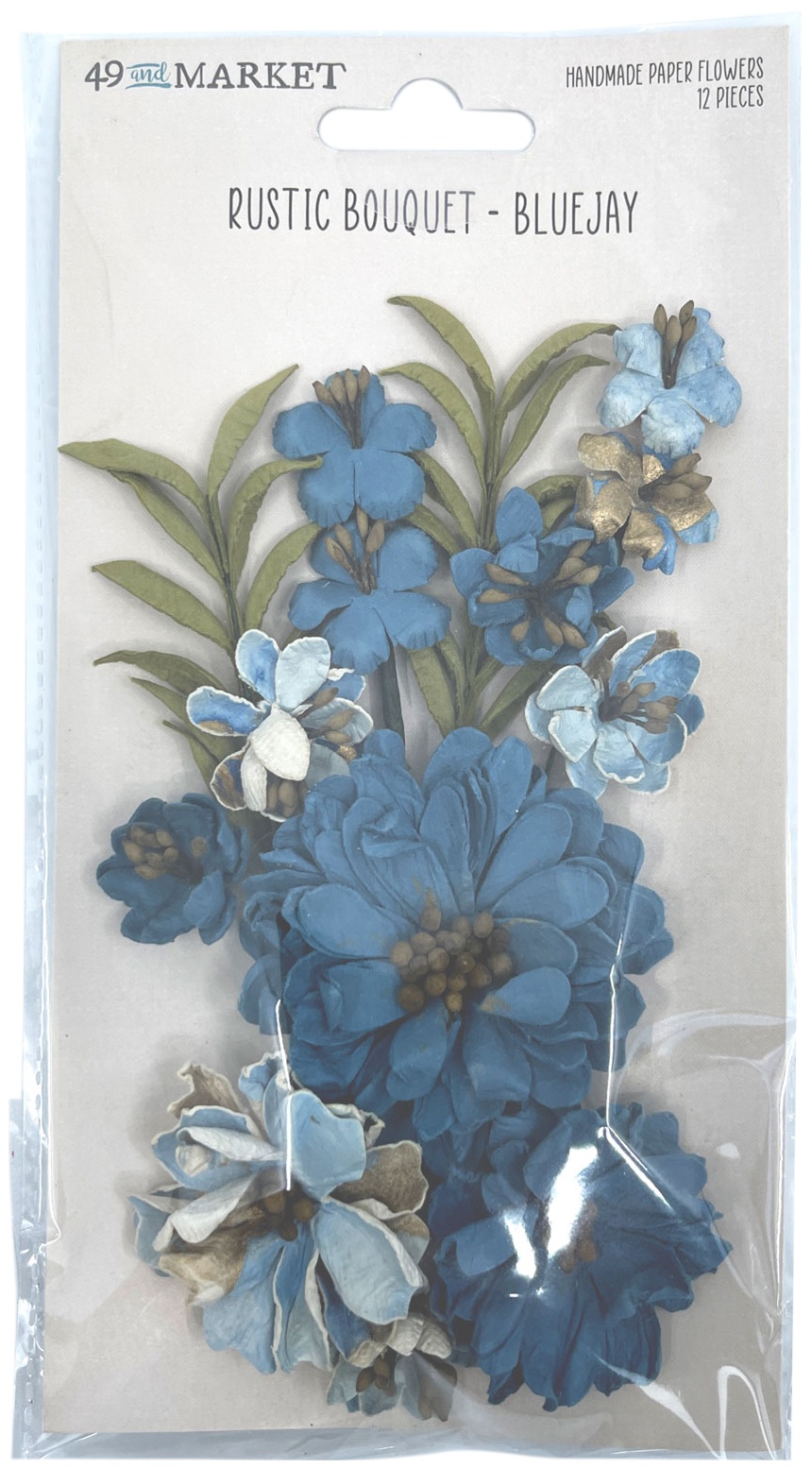 Bild von 49 And Market Rustic Bouquet Paper Flowers 12/Pkg-Bluejay