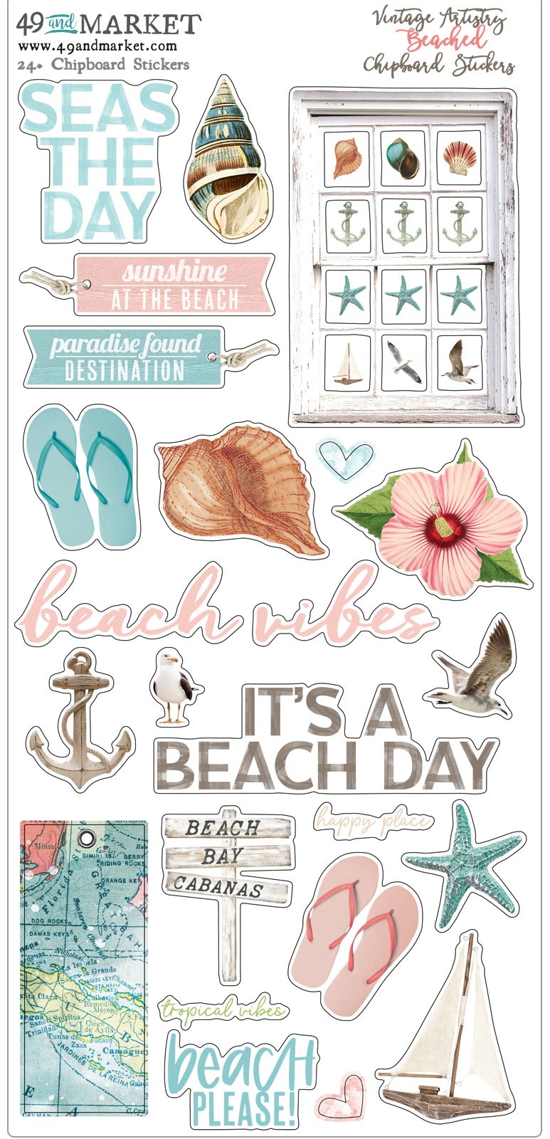 Bild von Vintage Artistry Beached Chipboard Stickers 6"X12"- 