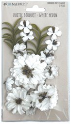 Bild von 49 And Market Rustic Bouquet Paper Flowers 12/Pkg-White Heron