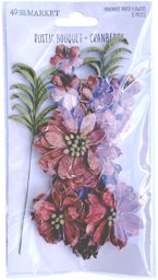 Bild von 49 And Market Rustic Bouquet Paper Flowers 12/Pkg-Cranberry