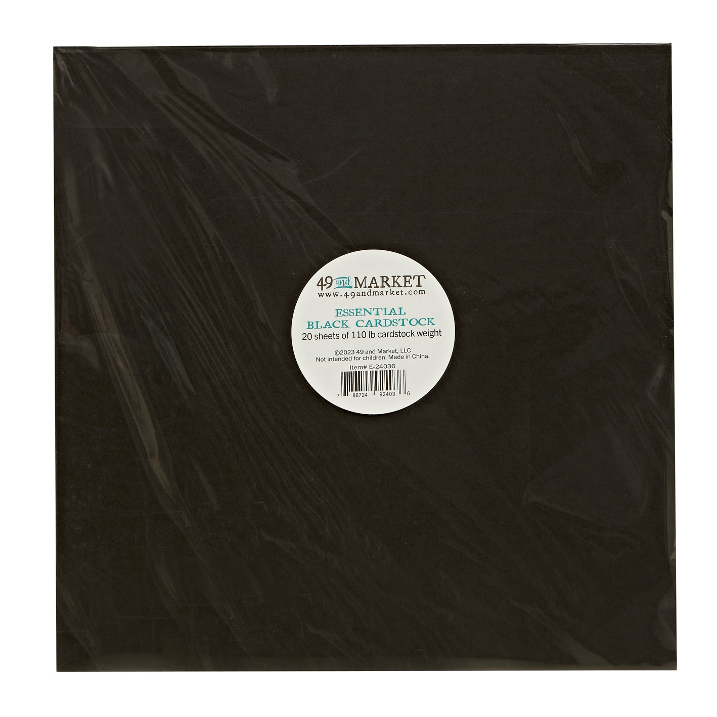 Bild von 49 And Market Essential Cardstock 12"X12" 5/Pkg-Black