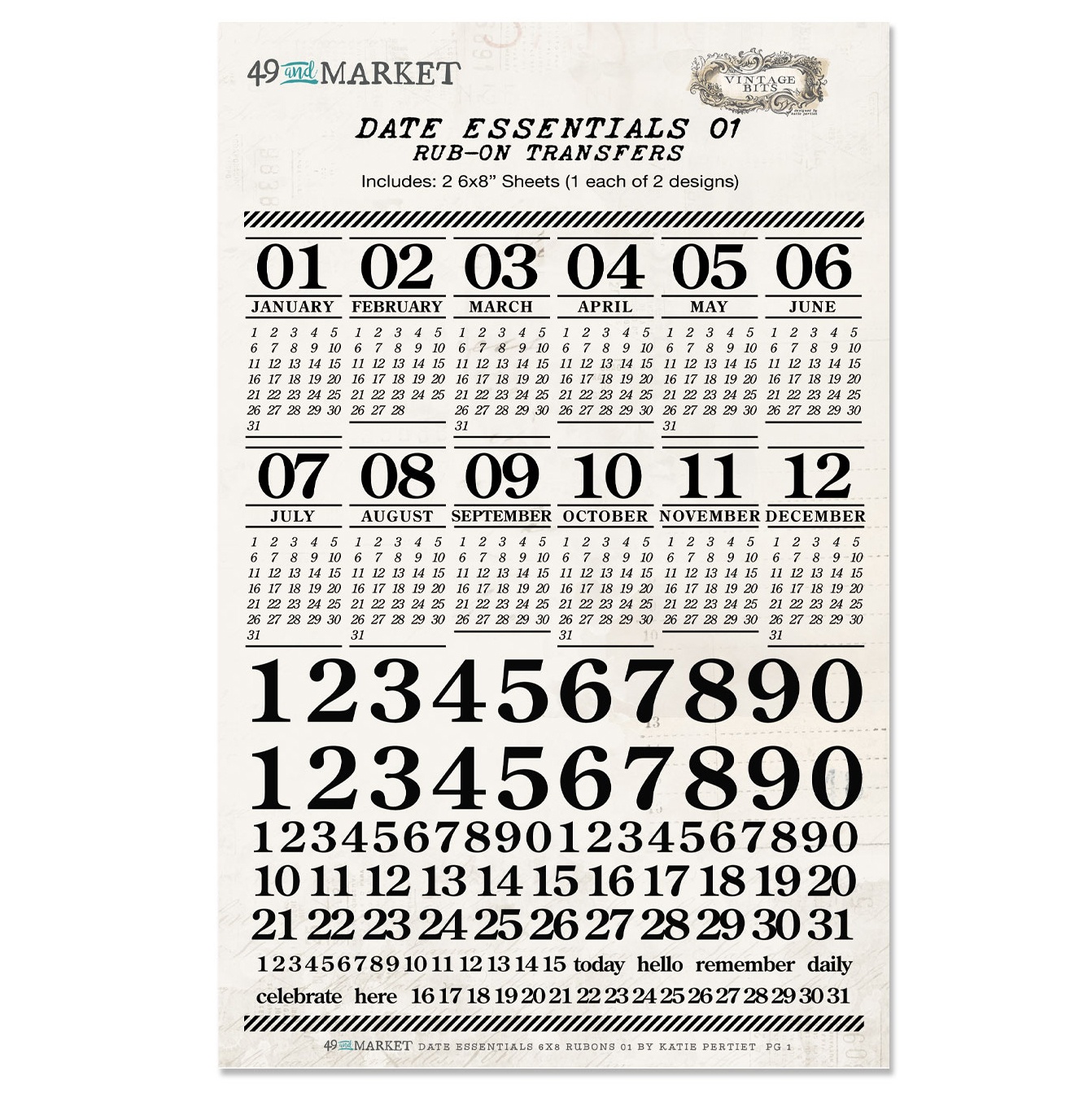Bild von 49 And Market Rub-Ons 6"X8" 2/Sheets-Date Essentials 01